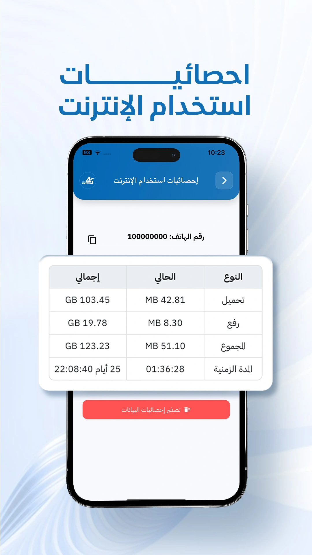 واجهة تطبيق إدارة مودم فورتكس 7